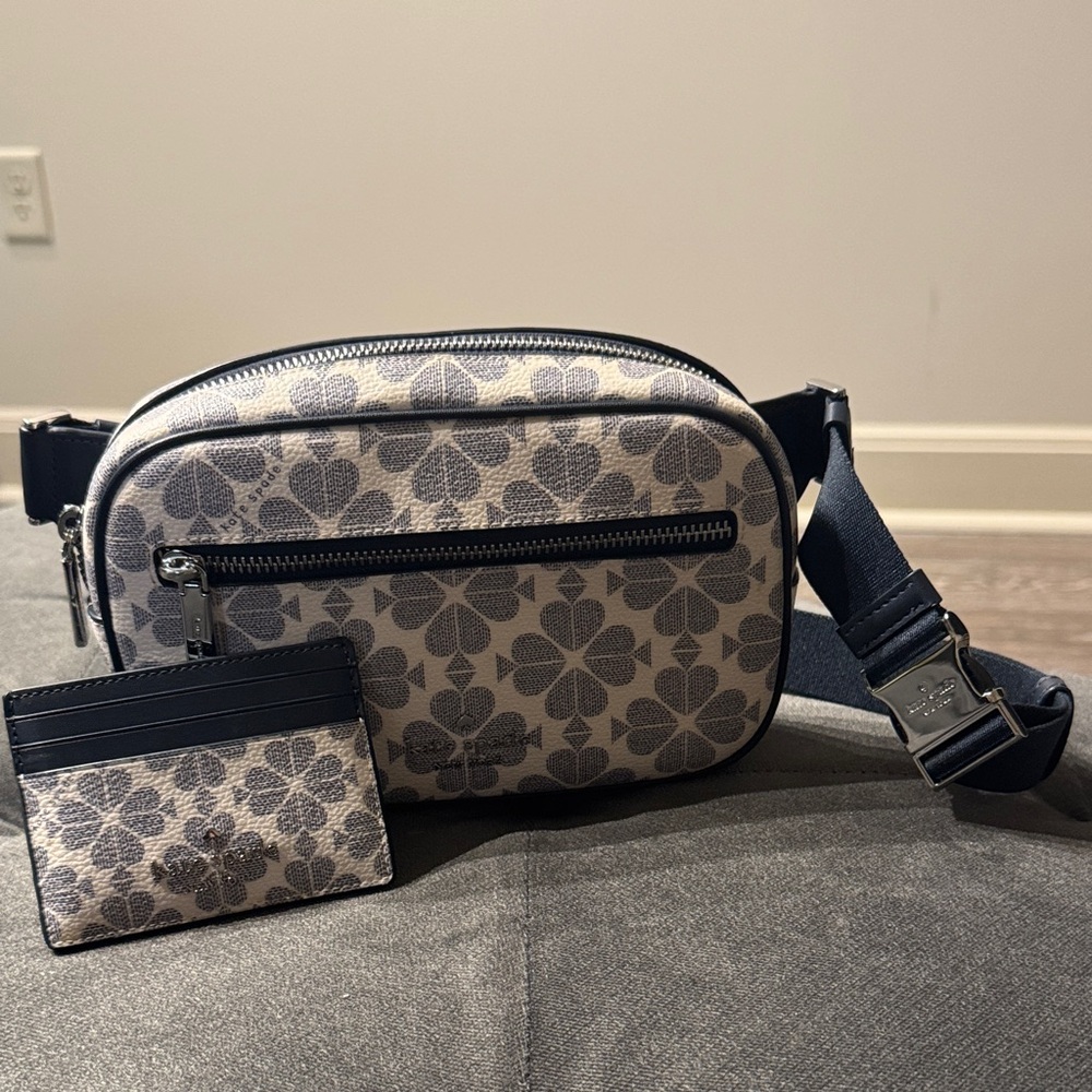 Kate Spade Navy and white Floral Crossbody Bag with Cardholder Set